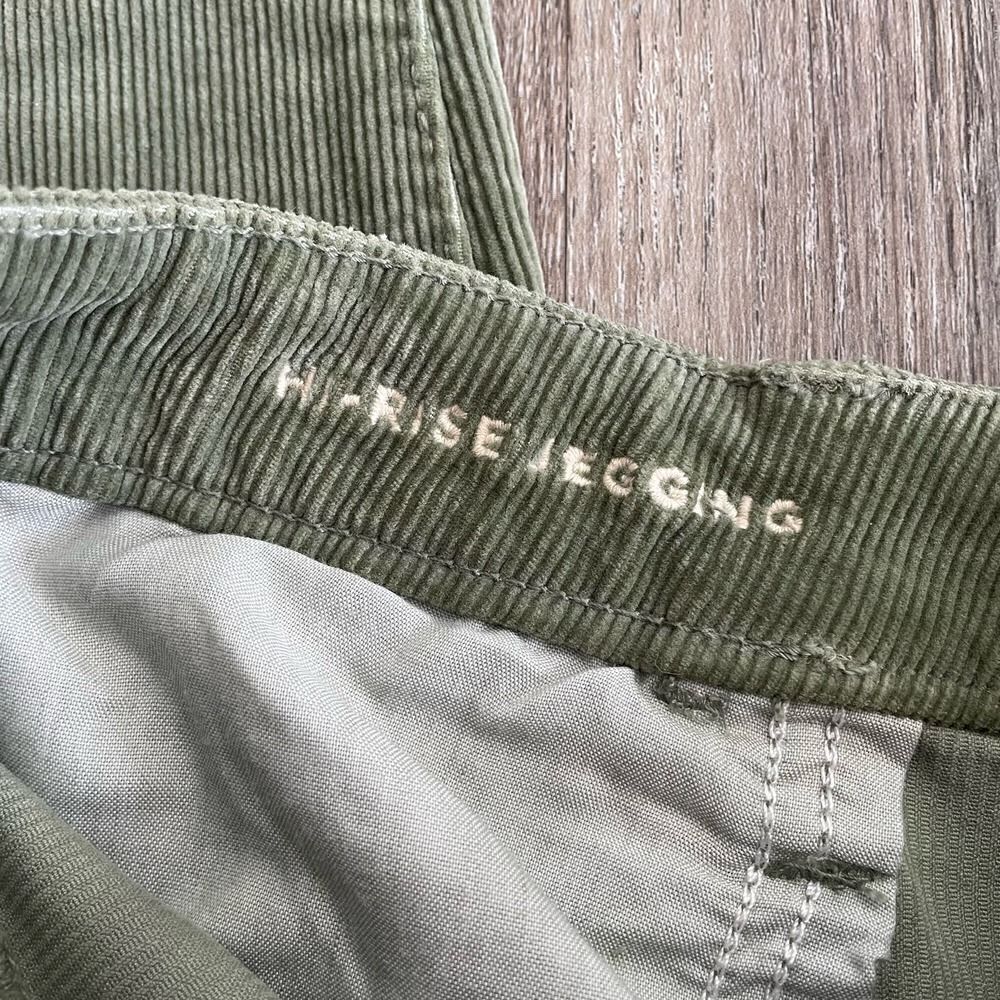 NWT American Eagle Stretch Green Corduroy High-Rise Jeggings - Size: 14 Long - Picture 5 of 7